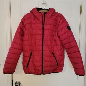 Men's Perry Ellis Portfolio Lightweight Hooded Puffer Jacket Red Medium